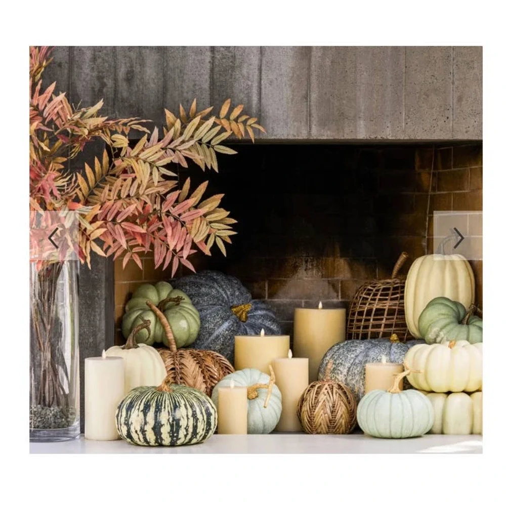 New Pottery Barn Decorative Rattan pumpkin MEDIUM wooden Thanksgiving Halloween